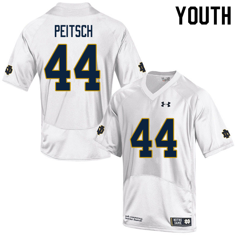 Youth NCAA Notre Dame Fighting Irish #44 Alex Peitsch Stitched College Under Armour Authentic White Football Jersey RR10C70IZ